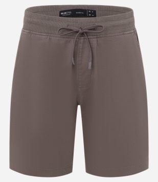 Bermuda Slim em Sarja com Cós Elástico e Bolsos Marrom