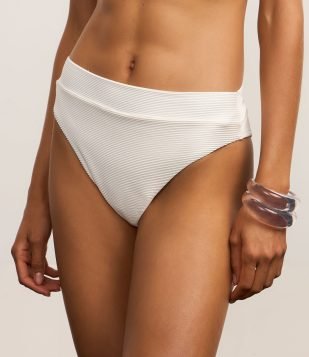 Biquíni Calcinha Hot Pants em Microfibra Canelada Branco