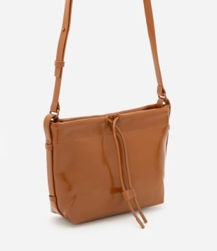 Bolsa Transversal Pequena com Puxador Marrom
