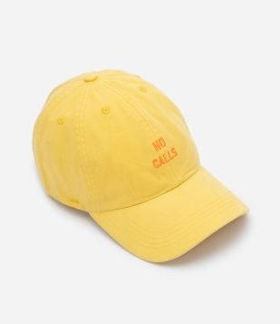 Boné Aba Curva em Sarja com Bordado No Calls Amarelo
