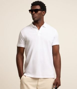 Camiseta Polo Comfort em Algodão Peruano Branco
