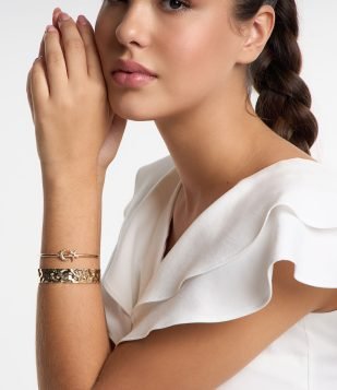 Kit 02 Braceletes Rígidos com Abertura Dourado