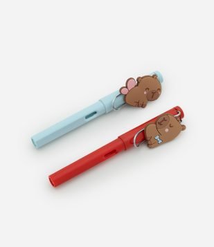 Kit 02 Lápis Infinito de Capivara Azul-Vermelho