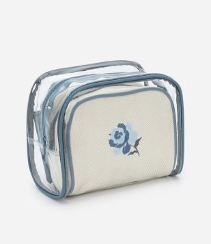 Kit 03 Nécessaire Modelos Diferentes e Estampa Localizada Floral Bege