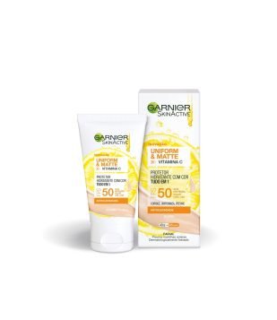 Protetor Hidratante Facial Garnier Uniform & Matte Vitamina C FPS 50 Cor Clara, 40g