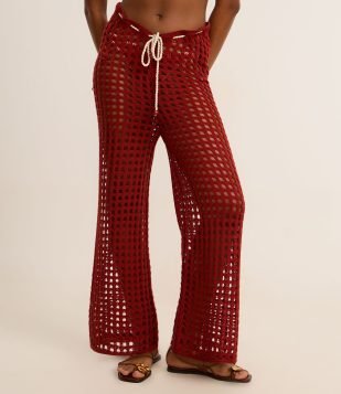 Saída de Praia Calça em Crochê Marrom