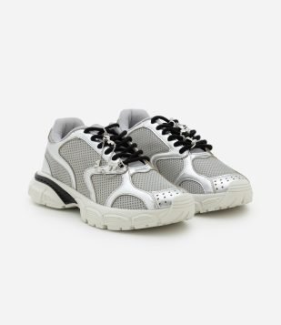 Tênis Jogging em PU Liso Esportivo com Laço e Corrente Cinza