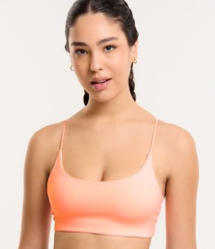 Top Esportivo em Poliamida com Alças Finas Rosa Pêssego