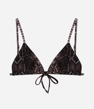 Biquíni Top Cortininha Microfibra com Estampa de Cobra Marrom