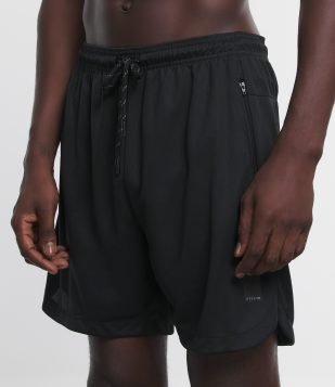 Bermuda Esportiva Tecnologia Dry com Cós Elástico e Bolsos com Zíper Cinza Escuro