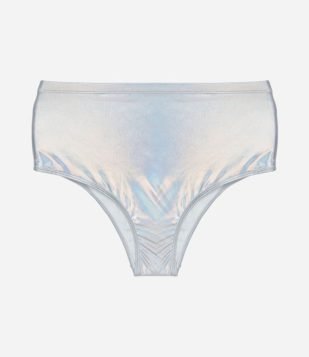 Biquíni Calcinha Hot Pants Holográfico Curve & Plus Size Prata