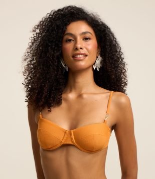 Biquíni Top Meia Taça Texturizado Amarelo