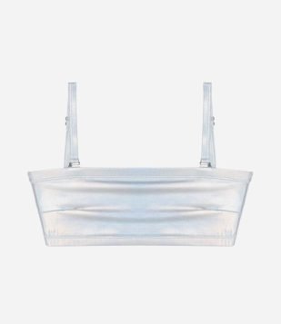 Biquíni top reto holográfico curve & plus size prata