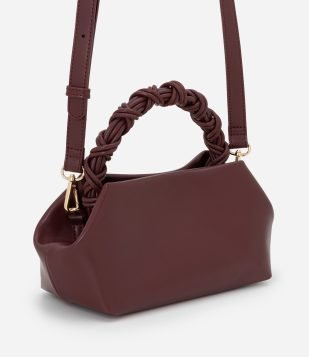Bolsa Pequena com Alça de Mão Trançada e Alça Longa Vinho