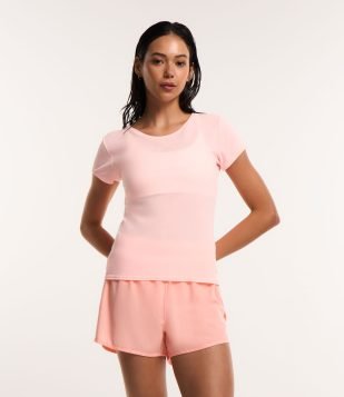 Camiseta Esportiva em Poliamida Rosa Claro