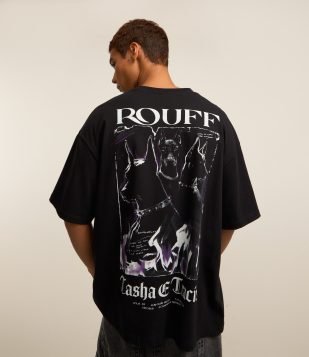 Camiseta Oversized em Malhão com Estampa Tasha e Tracie Cinza 2