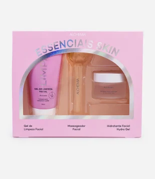 Kit Tratamento com Necessaire Envelope Transparente + Sabonete Liquido + Serum Facial + Hidratante Facial 2 2024 Alchemia KIT