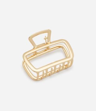 Piranha de Cabelo Média com Formato Retangular Vazada Dourado