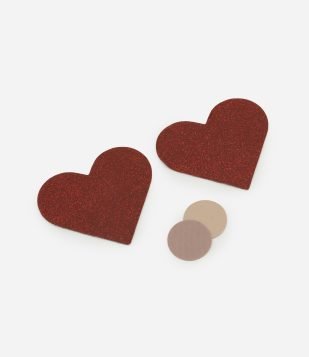 Protetor de Seios em Silicone com Glitter e Formato de Coração Vermelho