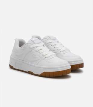 Tênis Cano Baixo com Recortes Branco