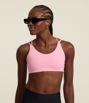 Top Esportivo Em Microfibra com Bojo Removível e Alças Finas Duplas Rosa