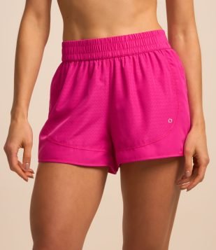 Bermuda Esportiva em Poliéster com Textura de Furinhos Rosa Pink