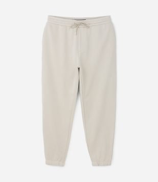 Calça Jogger em Moletom com Cós Elástico e Cordão Bege