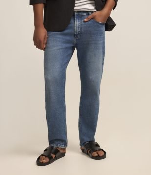 Calça Slim Cropped Jeans com Bolsos Azul