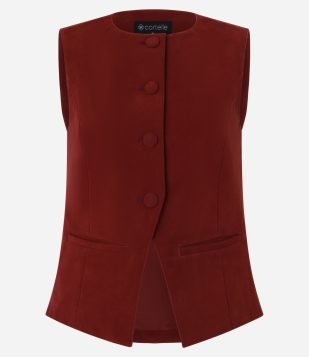 Colete Alongado em PU com Detalhe V na Barra #670D09