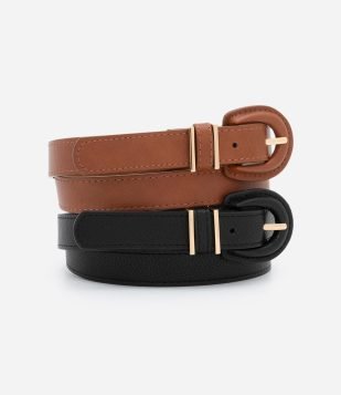 Kit 2 Cintos Médios com Fivelas Forradas Multicores