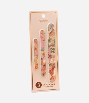 Kit com 03 Lixas de Unhas Estampa Floral Colorido