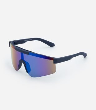 Óculos de Sol Esportivo Máscara com Lente Espelhada Azul Escuro