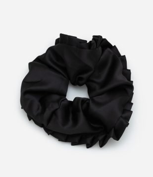 Scrunchie Maxi com Babados Preto