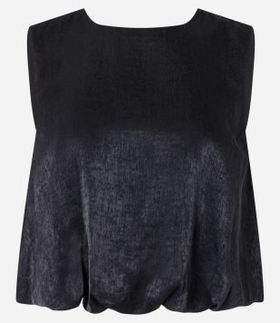 Blusa Balonê em Chiffon com Pregas nas Costas Preto