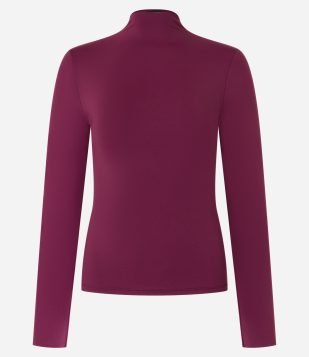 Blusa em Microfibra de Corte a Fio com Gola Alta Vermelho