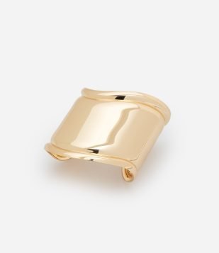 Bracelete Rígido Largo com Formato Orgânico Dourado