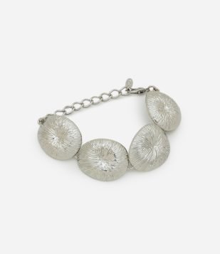 Bracelete em Metal com Placas Ovais Texturizadas Prata