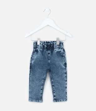 Calça Infantil em Jeans com Elástico na Cintura - Tam 3 a 18 meses Azul