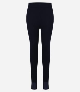 Calça Legging em Tricô com Cintura Alta Preto