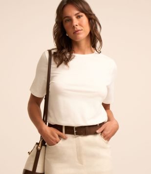 Camiseta Básica em Algodão Peruano com Manga Curta Branco