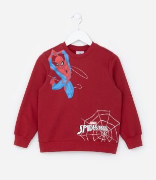 Casaco Infantil com Estampa Homem-Aranha - Tam 4 a 10 Anos Vermelho