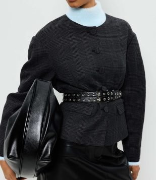 Cinto Médio em PU com Ilhoses Metalizadas Preto