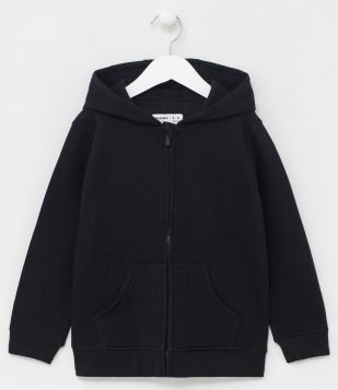 Jaqueta Infantil em Moletom com Capuz - Tam 5 a 14 anos Preto