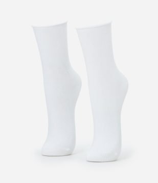 Meia Cano Médio sem Punho em Algodão Lupo Branco