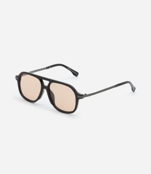 Óculos Aviador com Ponte Dupla e Lente Diferenciada Preto