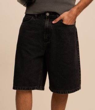 Bermuda Jorts Baggy Vintage em Jeans Preto