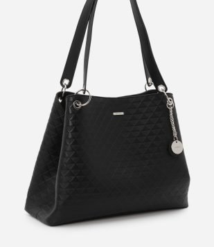 Bolsa Hobo com Textura em Relevo Preto