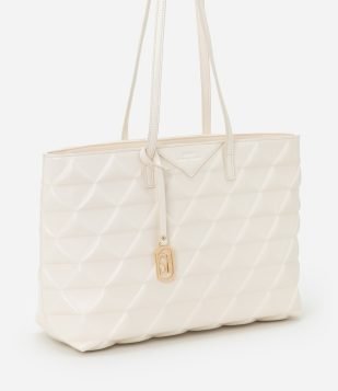 Bolsa Shopper Grande em PU Embossed Off White