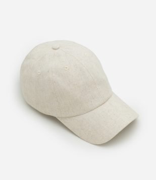 Boné Aba Curva em Linho e Viscose Off White