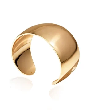 Bracelete Largo Liso Semijoia Banhada A Ouro Dourado